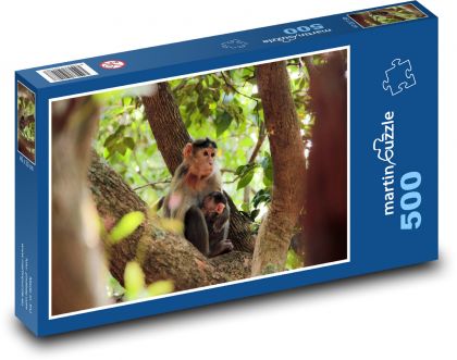Opica na strome s mláďaťom - Puzzle 500 dielikov, rozmer 46x30 cm 