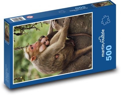 Opičia matka s mláďaťom - Puzzle 500 dielikov, rozmer 46x30 cm 