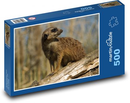 Surikata sedící na kládě - Puzzle 500 dílků, rozměr 46x30 cm