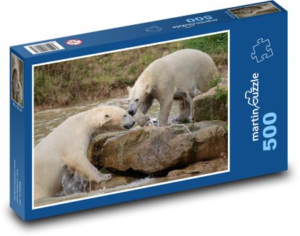 Niedźwiedzie polarne w wodzie - Puzzle 500 elementów, rozmiar 46x30 cm