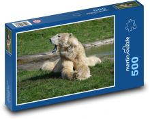 Zívajúci polárny medveď pri rieke Puzzle 500 dielikov - 46 x 30 cm
