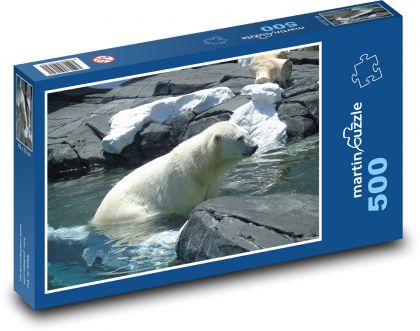 Polar bear in water - Puzzle of 500 pieces, size 46x30 cm 