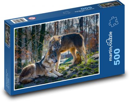 Wilki w lesie - Puzzle 500 elementów, rozmiar 46x30 cm