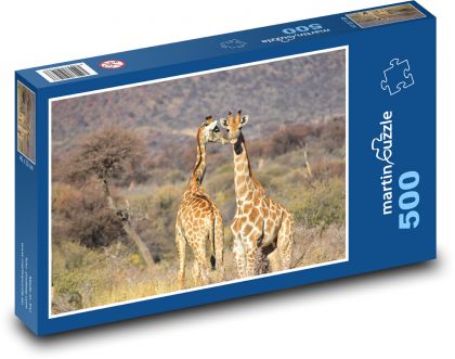 Rodzina żyraf na sawannie - Puzzle 500 elementów, rozmiar 46x30 cm