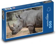 Old rhinoceros on the savannah Puzzle of 500 pieces - 46 x 30 cm 