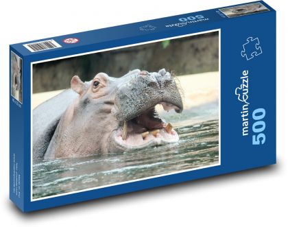 Nilpferd im Wasser mit offenem Mund - Puzzle - 500 Teile