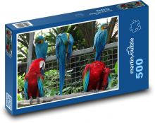 Parrots sitting on a zoo fence Puzzle of 500 pieces - 46 x 30 cm
