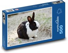 Schwarz-weißes Kaninchen Puzzle 500 Teile - 46 x 30 cm