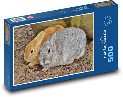 Šedý a rezavý králík - puzzle 500 dílků