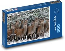 Laň v zasněžené krajině Puzzle 500 dílků - 46 x 30 cm