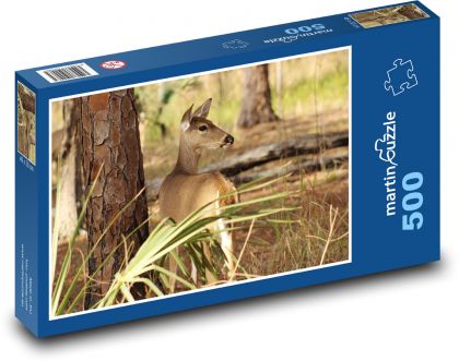 Hirsch, Reh an einem Baum im Wald - Puzzle - 500 Teile