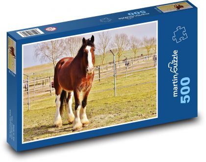 Brown horse with white bald patch - Puzzle of 500 pieces, size 46x30 cm 