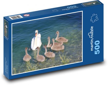 Labuť s mláďatami - Puzzle 500 dielikov, rozmer 46x30 cm 