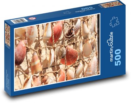 Škrupiny priviazané k lanu - Puzzle 500 dielikov, rozmer 46x30 cm 