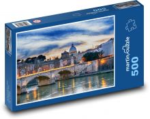 Rím, most a rieka pri západe slnka Puzzle 500 dielikov - 46 x 30 cm 