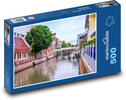 Thajský kanál s mostem - puzzle 500 dílků