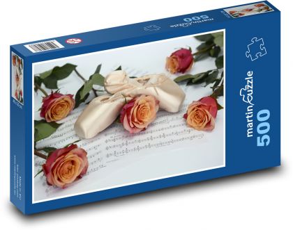 Roses, books - Puzzle of 500 pieces, size 46x30 cm 
