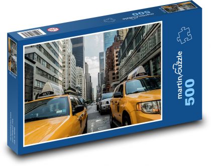 Žlté taxi v uliciach New Yorku - Puzzle 500 dielikov, rozmer 46x30 cm 