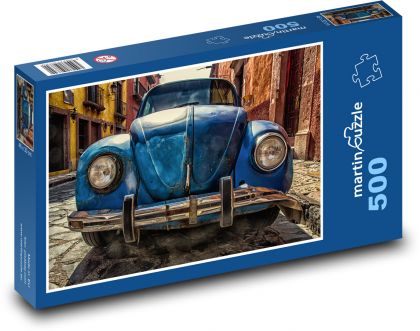 Blue historic car - Puzzle of 500 pieces, size 46x30 cm 