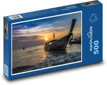 Loď pri západe slnka na mori Puzzle 500 dielikov - 46 x 30 cm