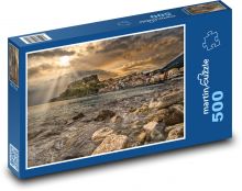 Západ slunce nad řeckou vesnicí - Parga Puzzle 500 - 46x30 cm