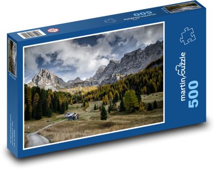 Włochy - dolomity Val di Fassa - Puzzle 500 elementów, rozmiar 46x30 cm
