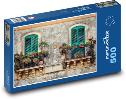 Itálie, Benátky, balkon - Puzzle 500 dílků, rozměr 46x30 cm