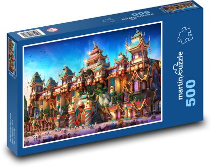 Fantasy Asian city - Puzzle of 500 pieces, size 46x30 cm 