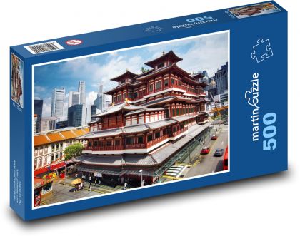 Traditional temple in Singapore - Puzzle of 500 pieces, size 46x30 cm 