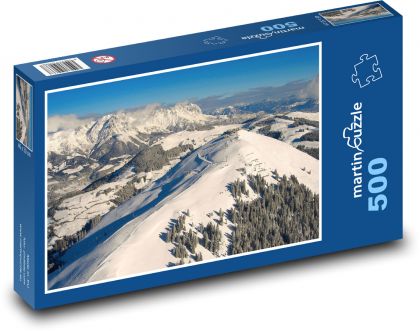 Rakousko - Alpy, sjezdovky - Puzzle 500 dílků, rozměr 46x30 cm