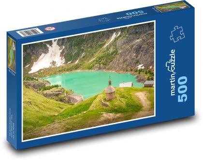 Rakousko - Alpy, jezero - Puzzle 500 dílků, rozměr 46x30 cm