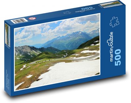 Alpské cesty v zime - Puzzle 500 dielikov, rozmer 46x30 cm 