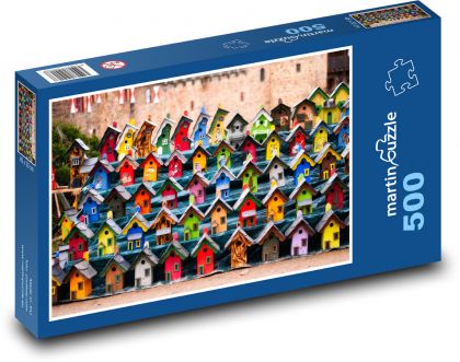 Barevné ptačí budky - puzzle 500 dílků