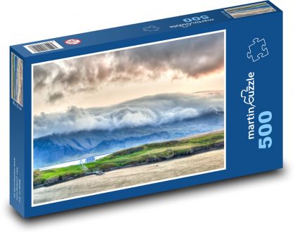 Island - hory, mlha - Puzzle 500 dílků, rozměr 46x30 cm