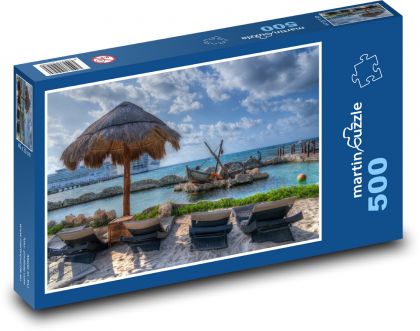 Piaszczysta plaża w Costa Maya w Meksyku - Puzzle 500 elementów, rozmiar 46x30 cm