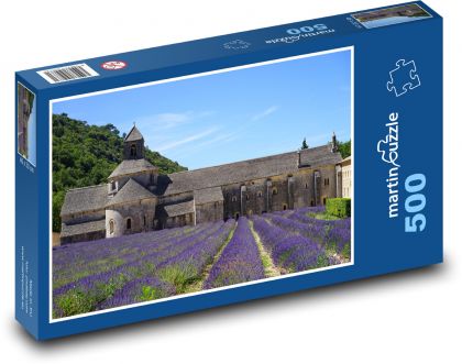Levanduľové pole v kláštore Sénanque - Francúzsko - Puzzle 500 dielikov, rozmer 46x30 cm 