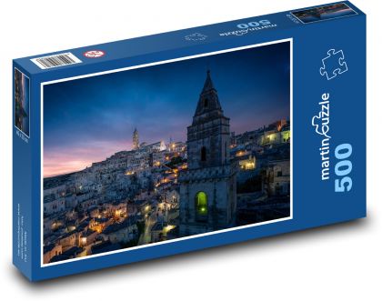 Italská Matera v noci  - puzzle 500 dílků
