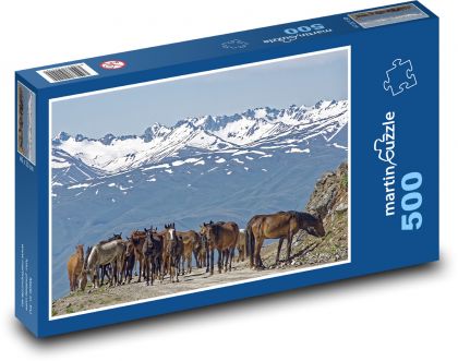 Horses on the Kyrgyz steppe - Puzzle of 500 pieces, size 46x30 cm 