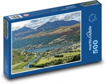 Jezero s horami na Novém Zélandu Puzzle 500 dílků - 46 x 30 cm