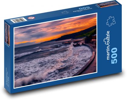 Vlny na moři při západu slunce - puzzle 500 dílků