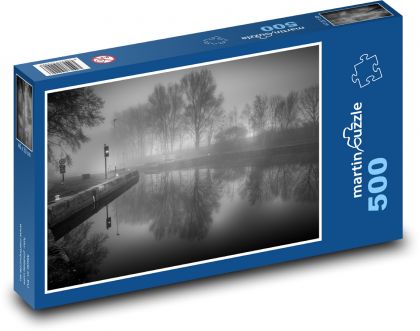 Plavební kanál, mlha - Puzzle 500 dílků, rozměr 46x30 cm