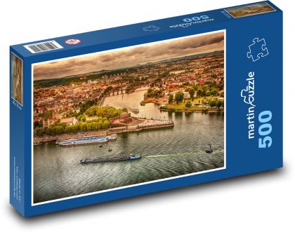 The Rhine River in Koblenz - Germany - Puzzle of 500 pieces, size 46x30 cm 