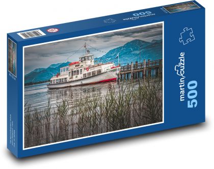 Jezero, loď - Puzzle 500 dílků, rozměr 46x30 cm
