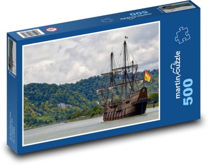 Loď na rieke - Puzzle 500 dielikov, rozmer 46x30 cm 