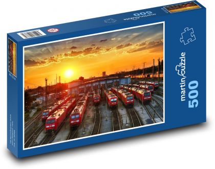 Vlaky, nádraží, depo - Puzzle 500 dílků, rozměr 46x30 cm