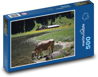 Kuh auf der Alm in den Alpen - Puzzle - 500 Teile