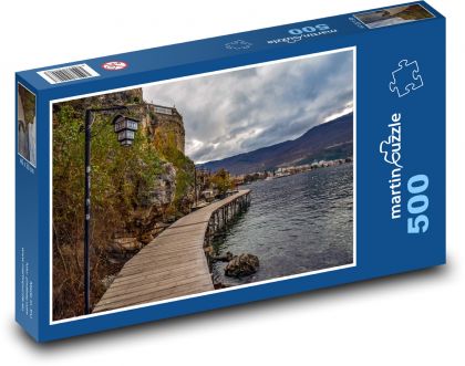 Pier lining the shore of the lake - Puzzle of 500 pieces, size 46x30 cm 