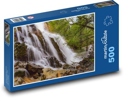 A waterfall sliding on rocks - Puzzle of 500 pieces, size 46x30 cm 