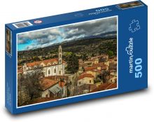 Cyperská dedina s kostolom Puzzle 500 dielikov - 46 x 30 cm 