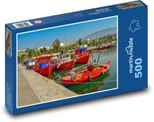 Stredomorský prístav s červenými loďami Puzzle 500 dielikov - 46 x 30 cm 